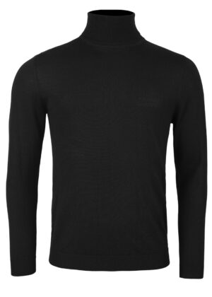 Black & Dark Blue Men's Turtleneck