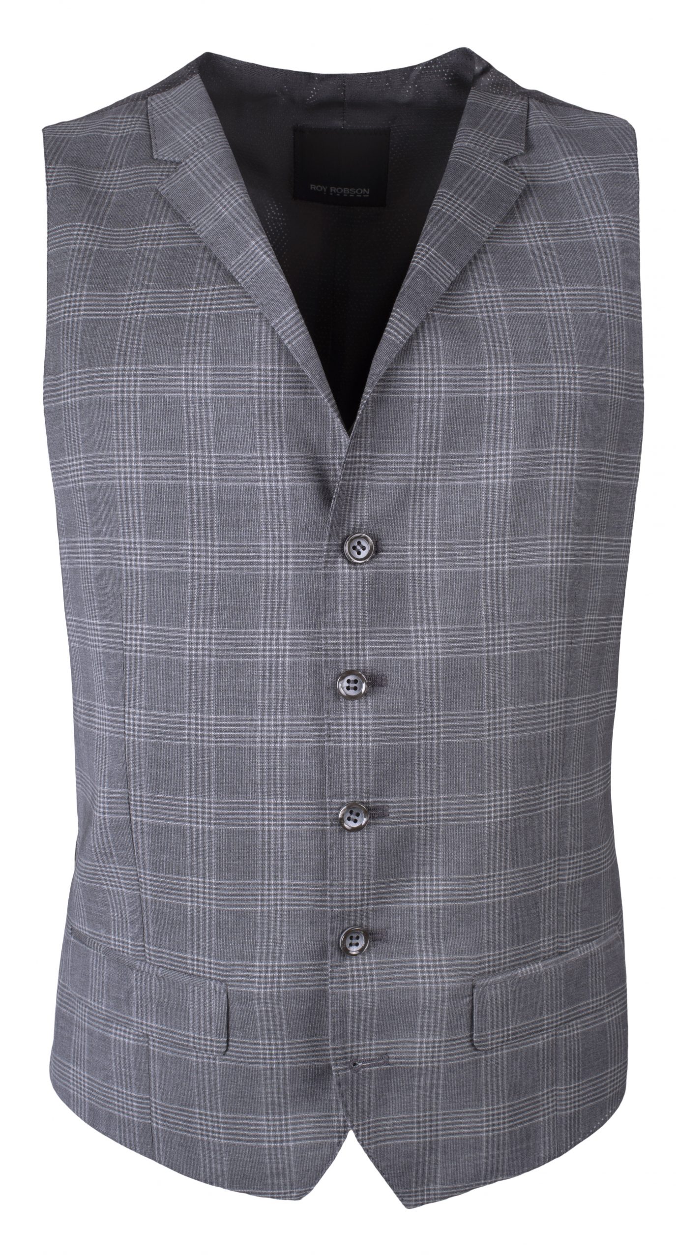 Men's Slim Fit - Notched Lapel - Pastel Grey Checked Waistcoat