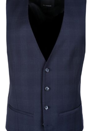 Men's Slim Fit - Dark Blue Checked Waistcoat