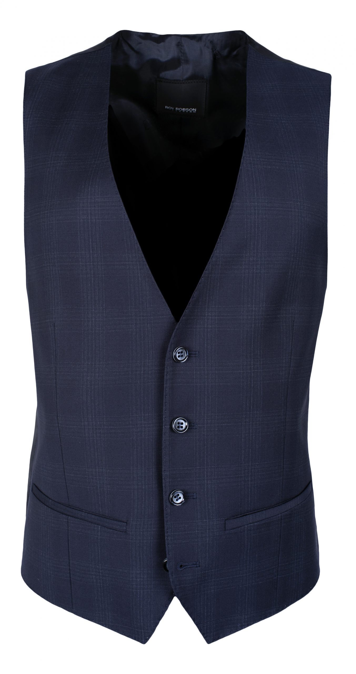 Men's Slim Fit - Dark Blue Checked Waistcoat